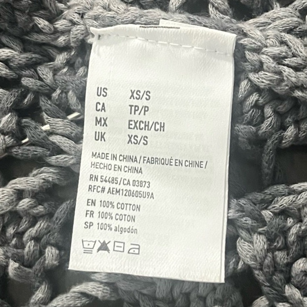 AEO Womens Cardigan Dark Grey Oversized Open Front 100% Cotton Knit XS - Picture 8 of 8